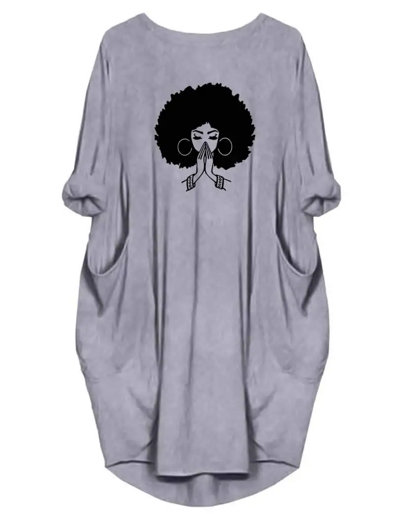 Robes décontractées amples à manches courtes et col rond pour femmes, grande taille