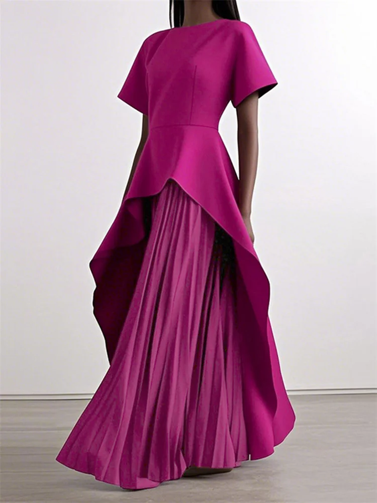 Yeezzi – robe Peplum élégante pour femmes, pour Banquet de mariage, manches courtes plissées, ourlet