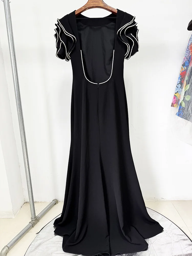HIGH STREET Nouvelle Collection 2026 Robe Longue de Soirée Designer pour Femme, Ornée de Perles et d