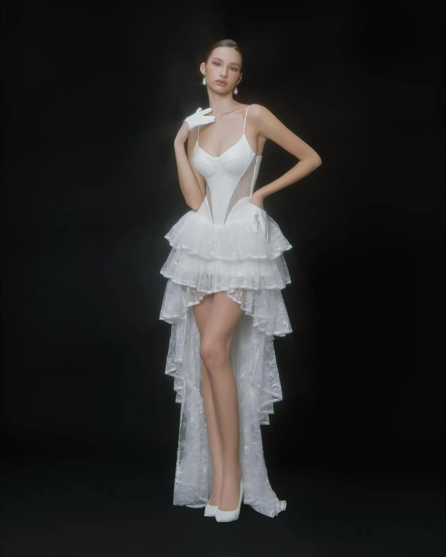 Nouvelle Robe de Mariée Blanche en Dentelle Asymétrique, Robe de Soirée Formelle, Robe de Bal, Robe 