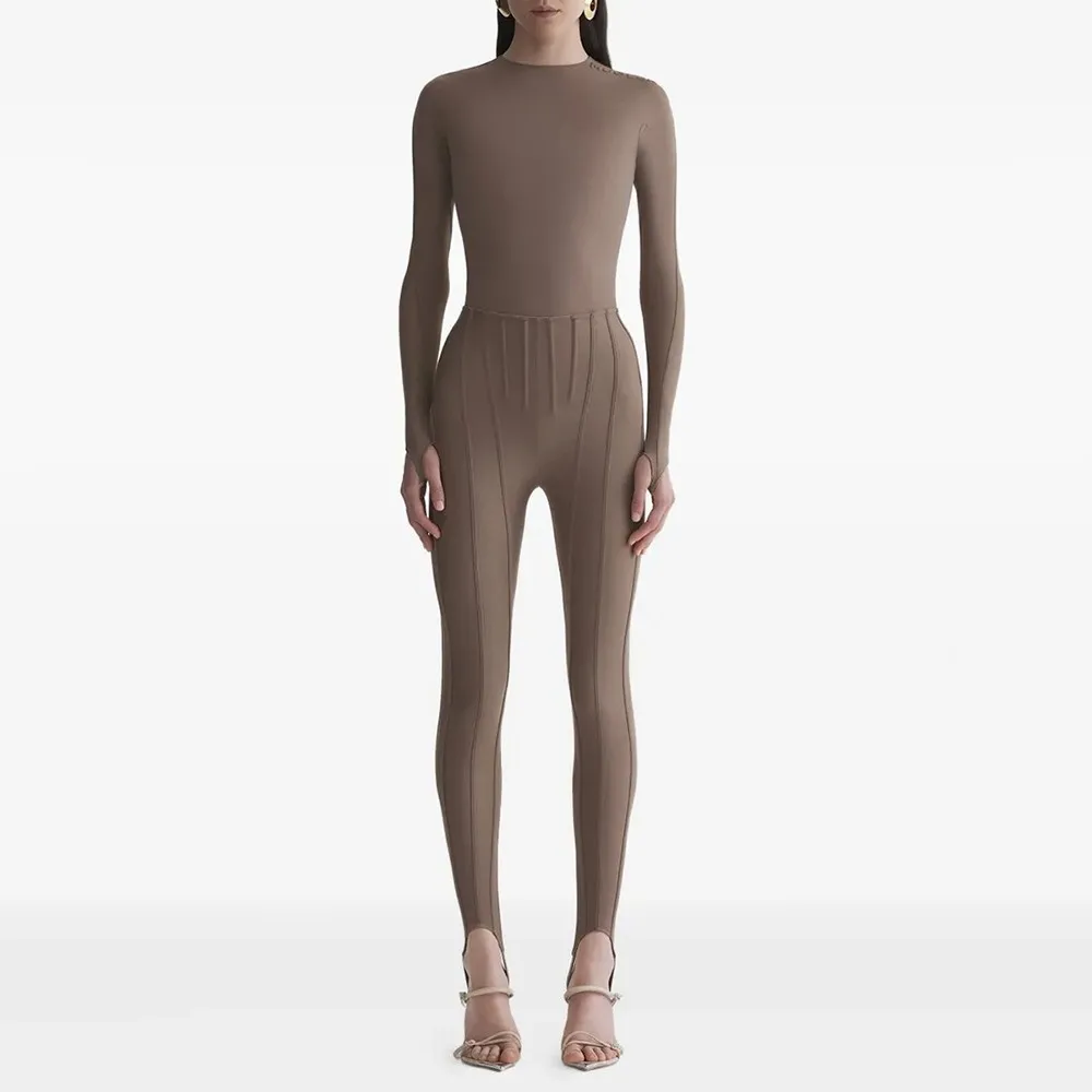 TWOTWINSTYLE solide épissé plis Chic pantalon femme taille haute minceur Streetwear minimaliste femm