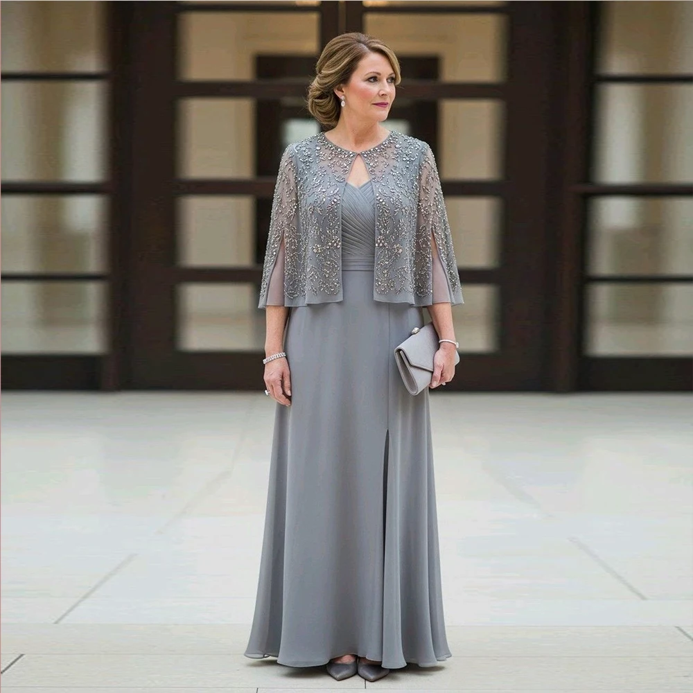 Robe de soirée élégante avec veste pour mère de la mariée longue taille large plissé couleur bonbon occasions formelles mariage