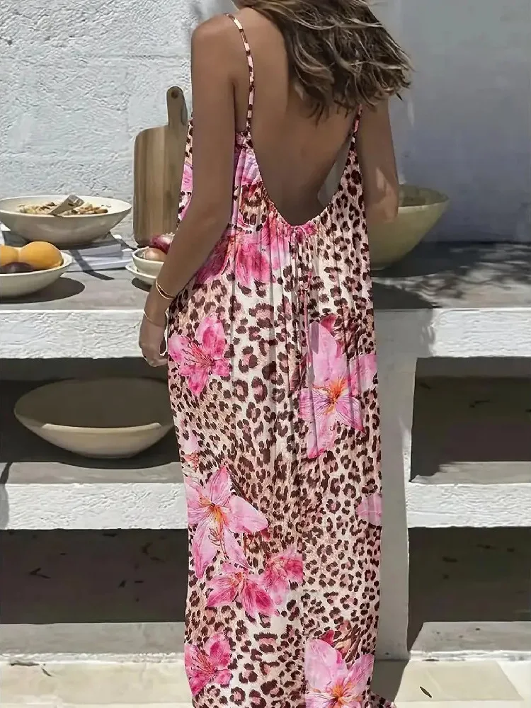 Robes de vacances 2026 pour femmes, à bretelles spaghetti, style plage, vêtements d'intérieur décontractés, dos nu, imprimées