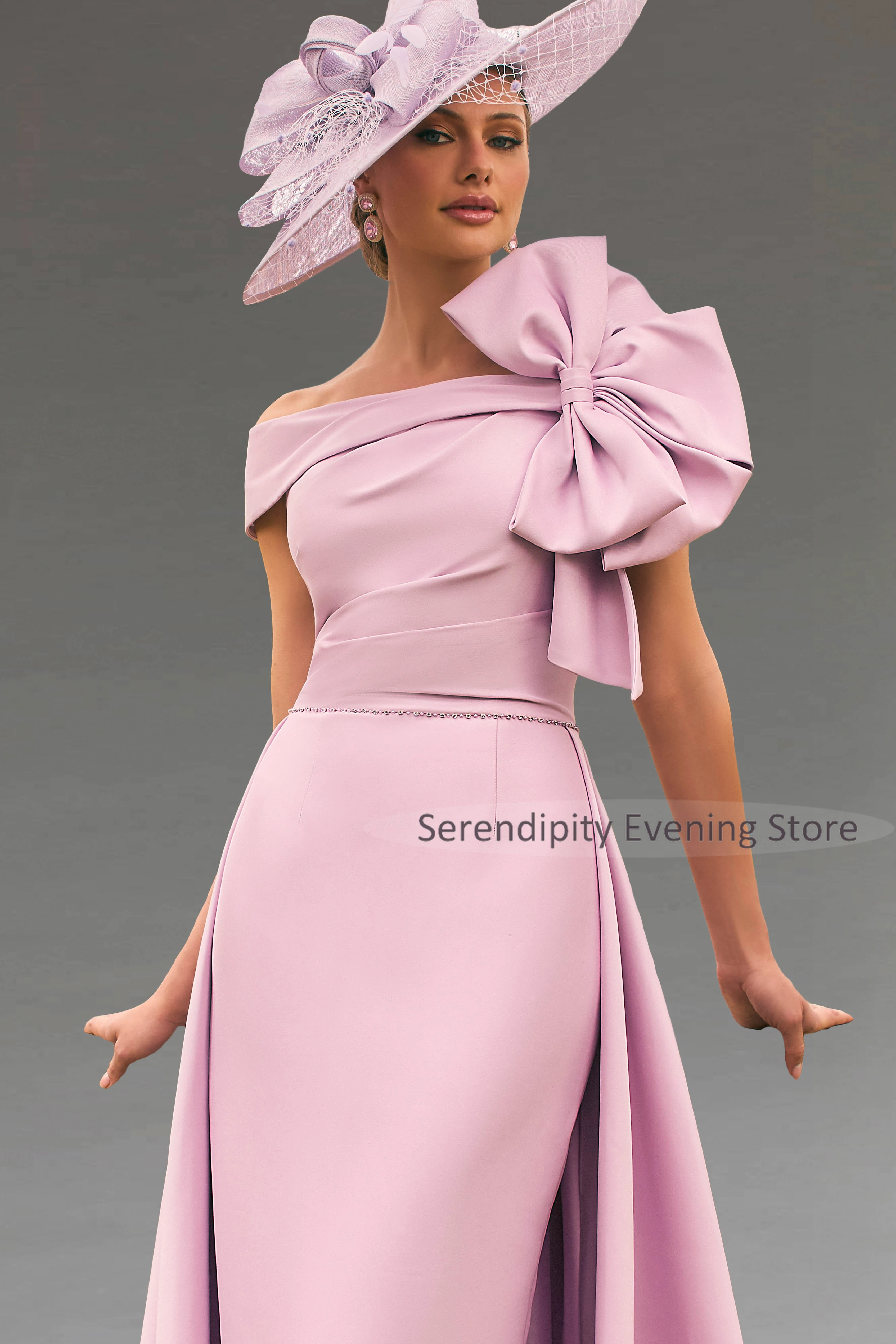 Robe de mère de la mariée élégante pour mariages, avec nœud et décolleté dos nu, silhouette ample, couleur argent, blanc, bleu, champagne, gris, ivoire, jaune, orange, rose, rouge, violet, noir, vert, pour femmes occassions spéciales