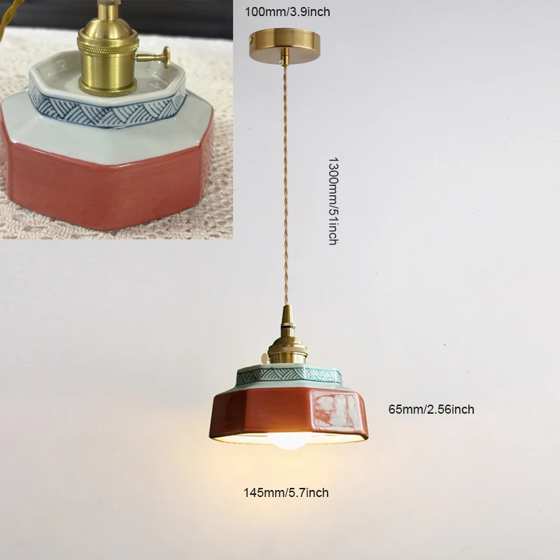 Lampe suspendue en céramique rétro pour restaurant, hôtel, balcon romantique, décoration de table à manger, lumière LED suspendue, chambre à coucher, chevet, lustre