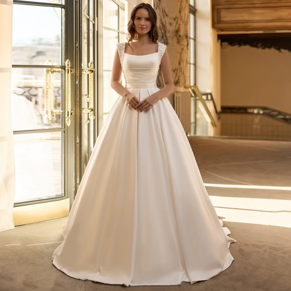 Robe de Mariée Élégante en Satin pour Femme
