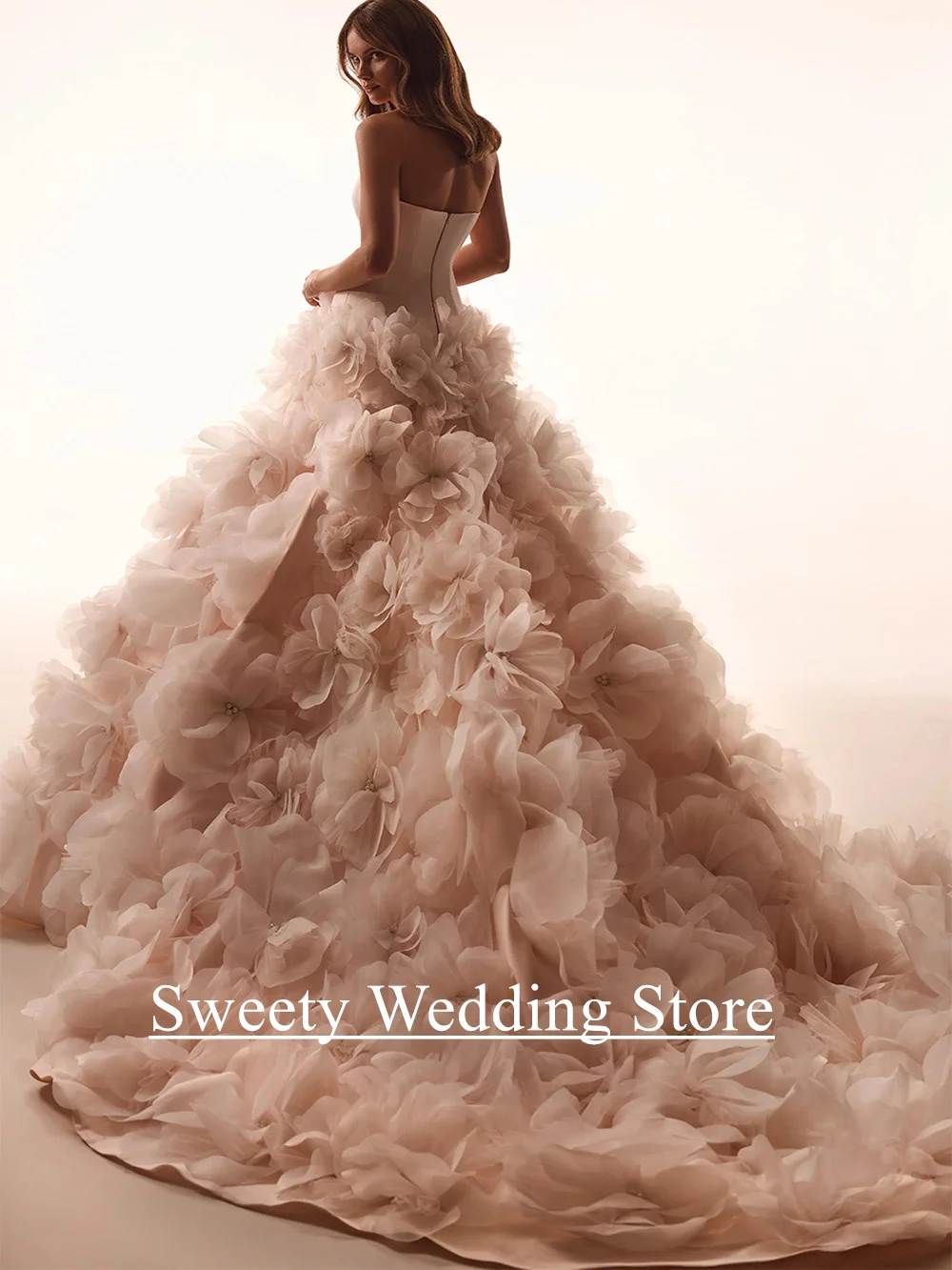 Robe de Mariée Arabe Exquise Personnalisée avec Perles et Fleurs Pour Femme Occasions Spéciales Cérémonies Traditionnelles