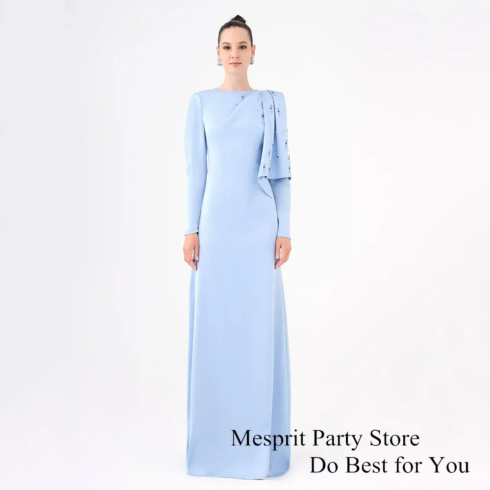 Po-Robe de Soirée en Satin à Manches sulfPersonnalisée