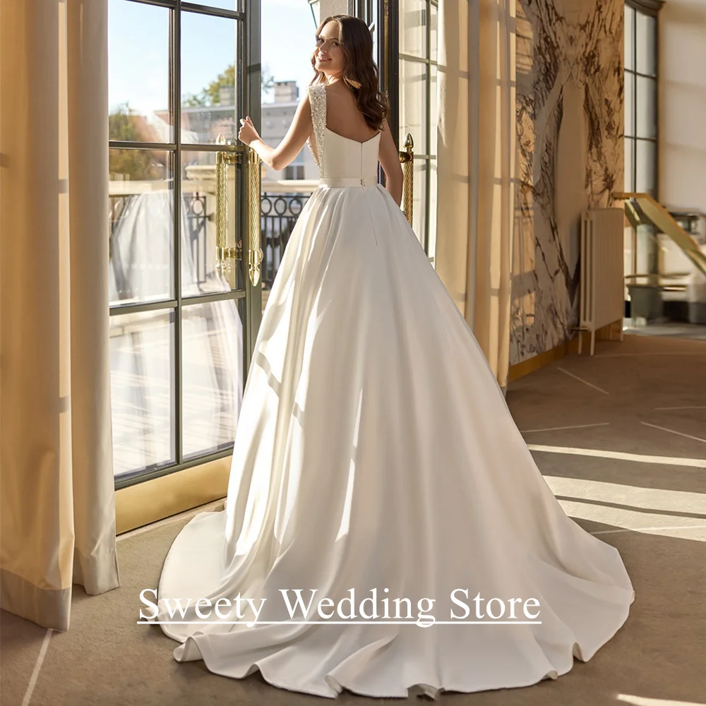 Robe de Mariée Élégante en Satin pour Femme