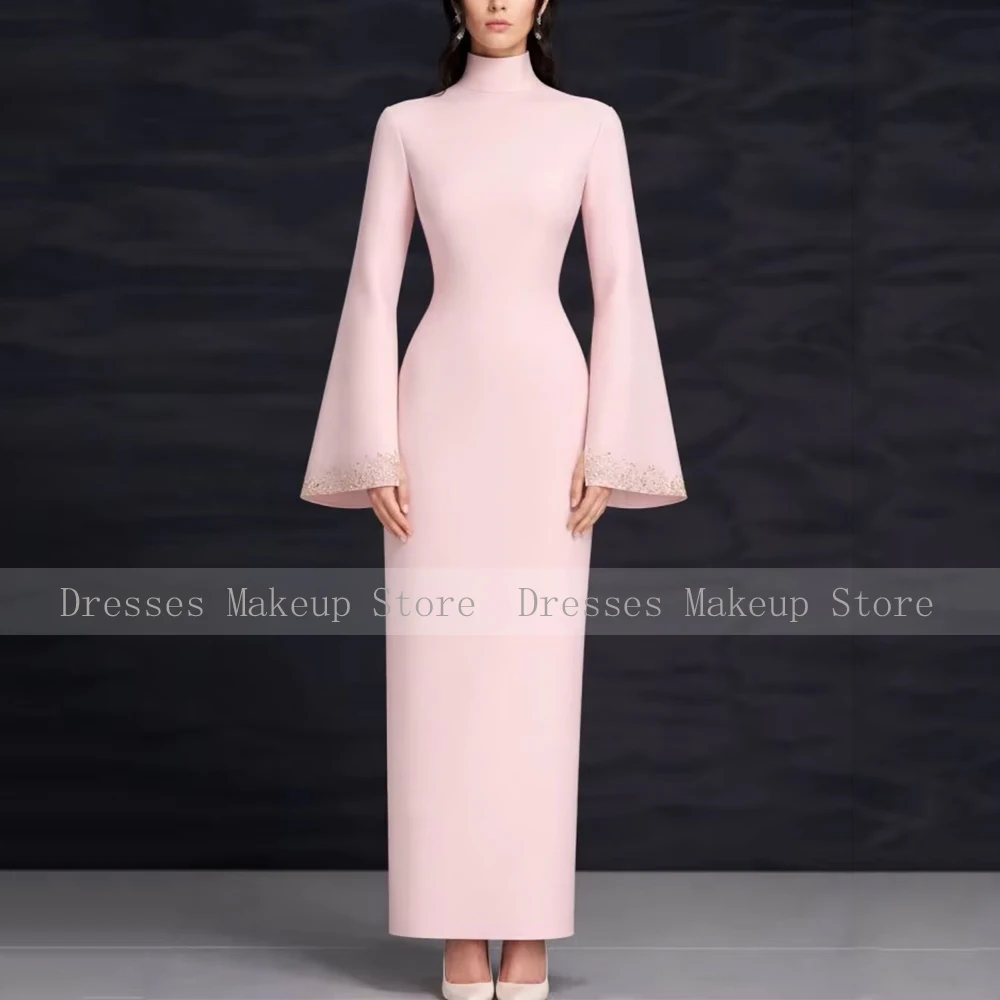 Robe de bal élégante personnalisée rose pâle à col montant